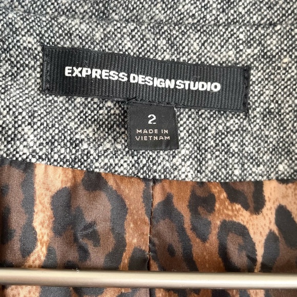 Express Design Studio Gray Wool Two Button Blazer Jacket - Picture 3 of 9